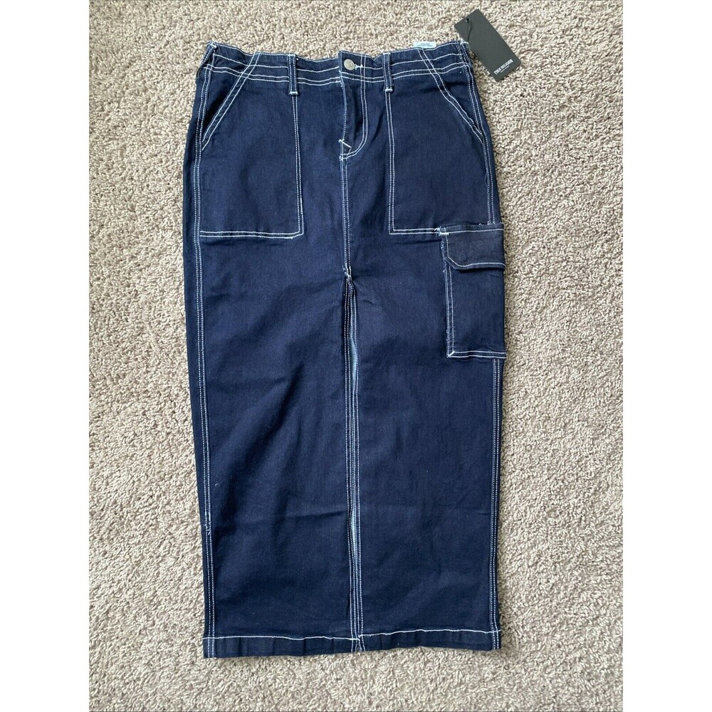 True Religion Brand Jeans 600288 Women's Denim Cargo Maxi Skirt Size 28 Body